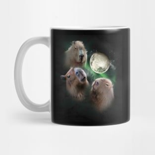 3 Three Capybara Moon, Wolf Wolves Howling Mug